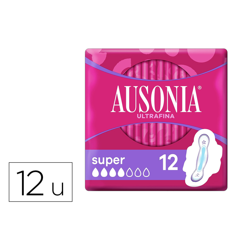 Compresa ausonia ultrafina super con alas caja de 12 unidades