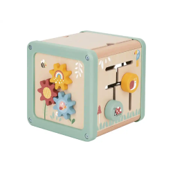 Juego infantil imaginovo madera cubo de actividades +18 meses 15,5x15,5x28cm