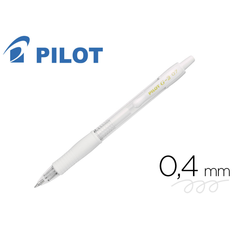 Boligrafo pilot g-2 blanco pastel tinta gel retractil sujecion de caucho