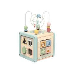 Juego infantil imaginovo madera cubo de actividades +18 meses 15,5x15,5x28cm
