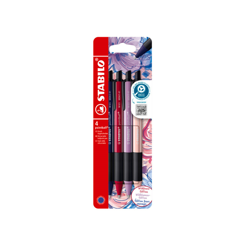 Boligrafo stabilo nature colors wildflower retractil blister de 4 unidades colores surtidos