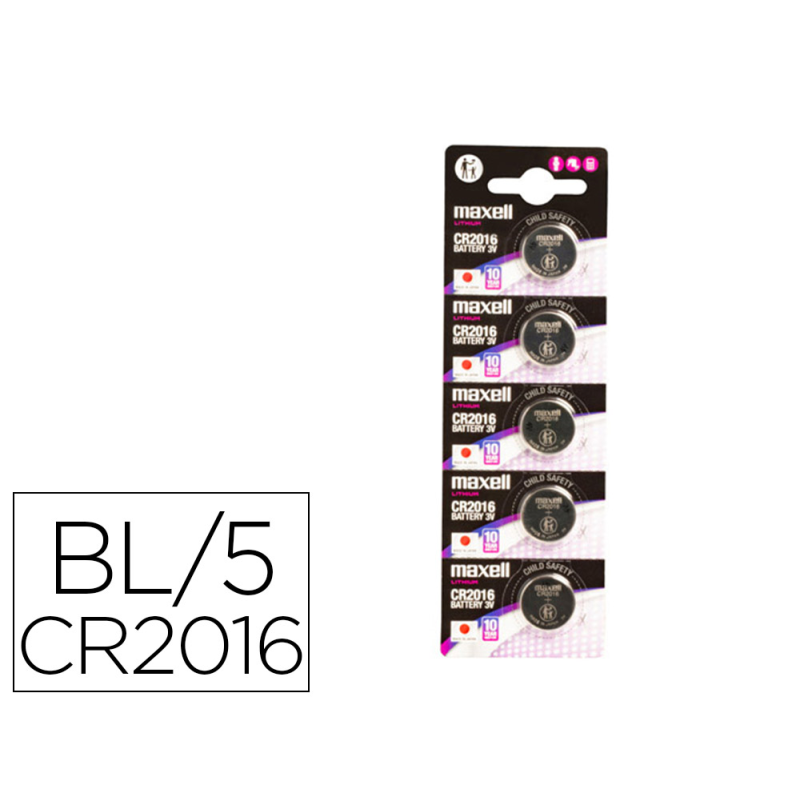 Pila maxell tipo boton litio cr-2016 blister de 5 unidades