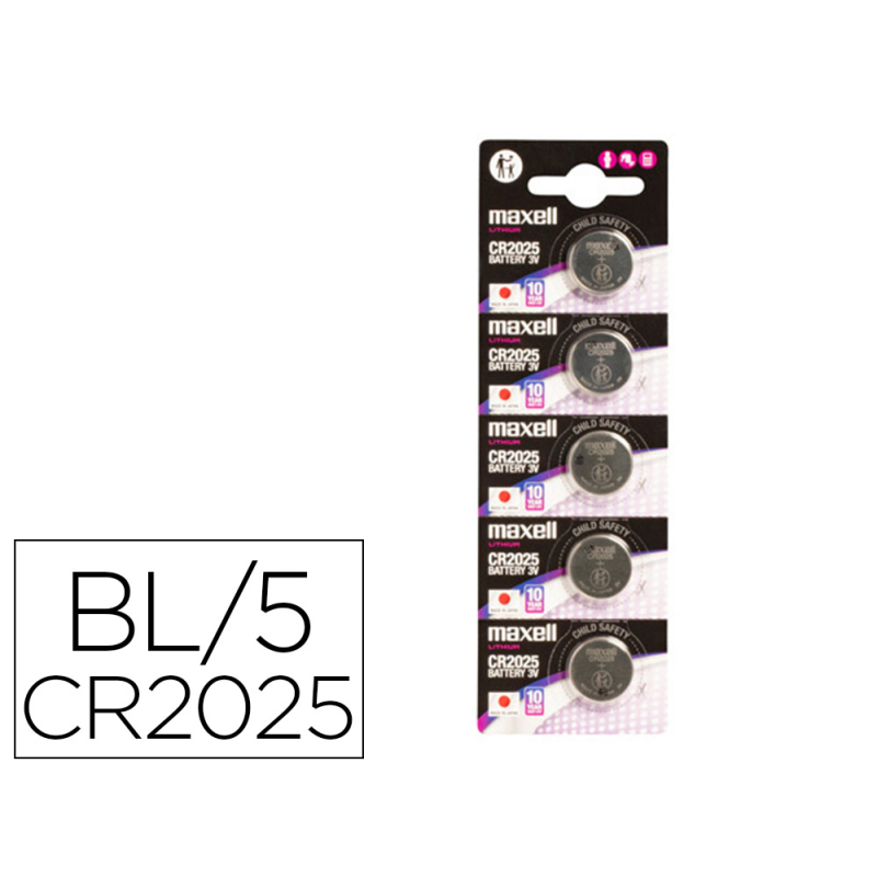 Pila maxell tipo boton litio cr-2025 blister de 5 unidades