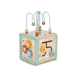 Juego infantil imaginovo madera cubo de actividades +18 meses 15,5x15,5x28cm