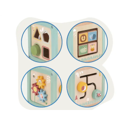 Juego infantil imaginovo madera cubo de actividades +18 meses 15,5x15,5x28cm