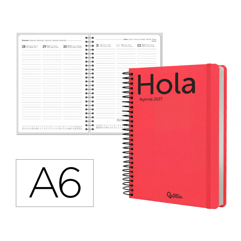 Agenda oficina liderpapel 2027 espiral classic semana vista a6 bilingue 70g papel fsc design 3