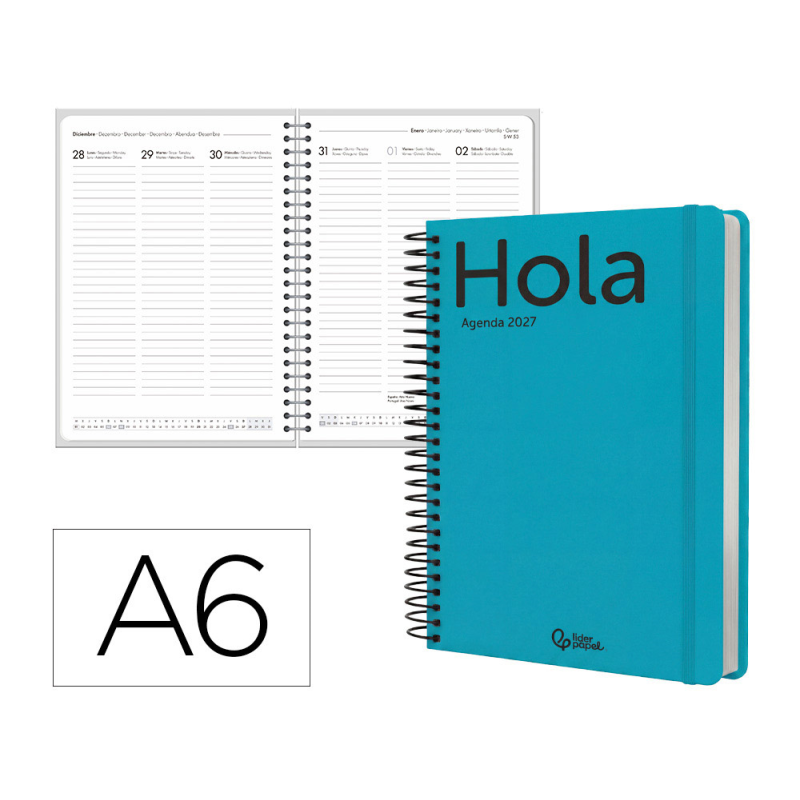 Agenda oficina liderpapel 2027 espiral classic semana vista a6 bilingue 70g papel fsc design 4