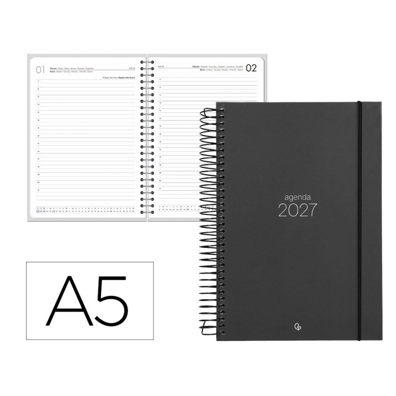 Agenda oficina liderpapel 2027 espiral olbia dia pagina a5 bilingue 60g papel fsc design 1