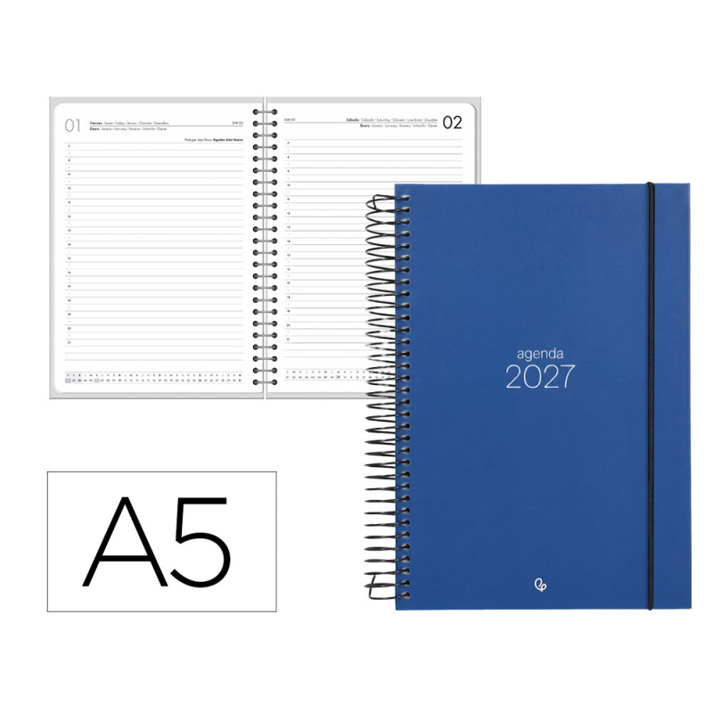 Agenda oficina liderpapel 2027 espiral olbia dia pagina a5 bilingue 60g papel fsc design 2