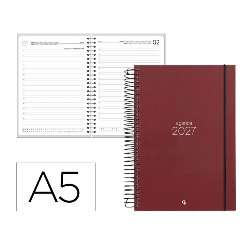Agenda oficina liderpapel 2027 espiral olbia dia pagina a5 bilingue 60g papel fsc design 3