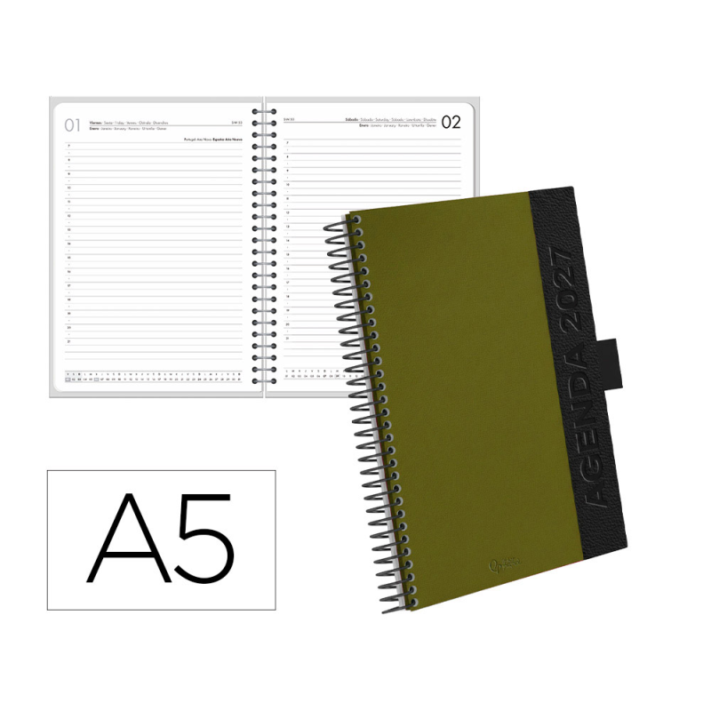 Agenda oficina liderpapel 2027 espiral corporate a dia pagina a5 bilingue 70g papel fsc red