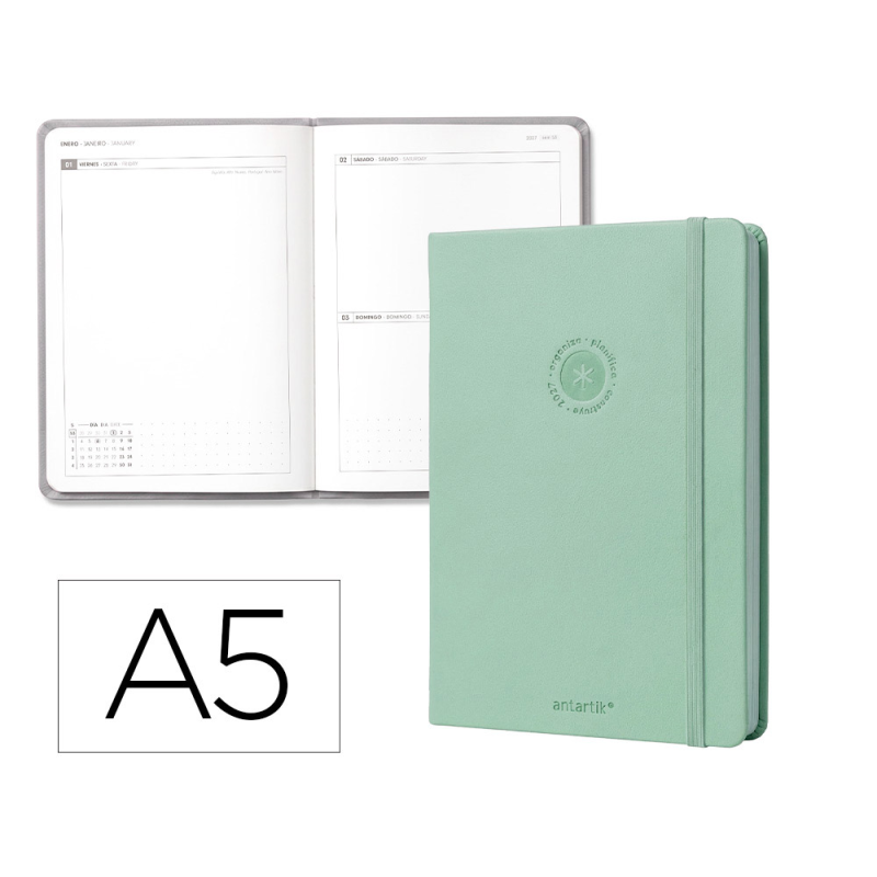 Agenda oficina liderpapel 2027 encuadernada solid colors dia pagina a5 bilingue 70g papel fsc design 6
