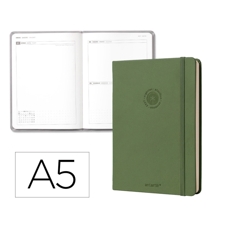 Agenda oficina liderpapel 2027 encuadernada solid colors dia pagina a5 bilingue 70g papel fsc design 7