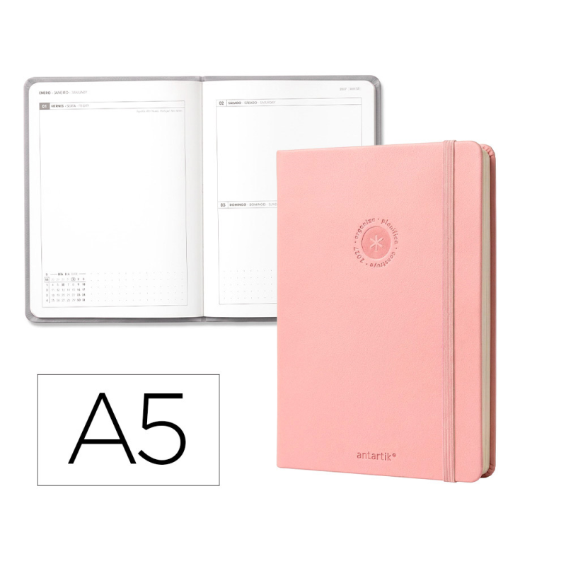Agenda oficina liderpapel 2027 encuadernada solid colors dia pagina a5 bilingue 70g papel fsc design 8