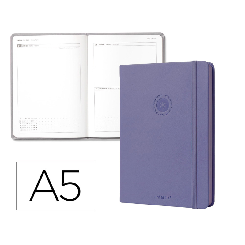 Agenda oficina liderpapel 2027 encuadernada solid colors dia pagina a5 bilingue 70g papel fsc design 9