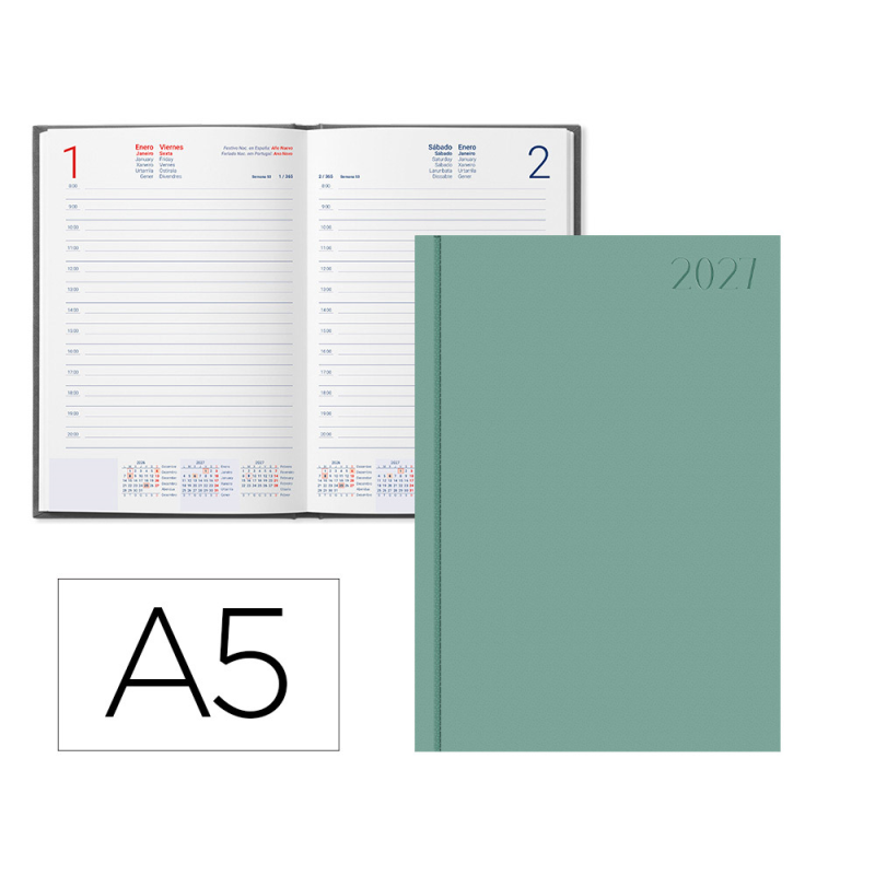 Agenda oficina liderpapel 2027 encuadernada corfu dia pagina a5 bilingue 60g papel fsc new color