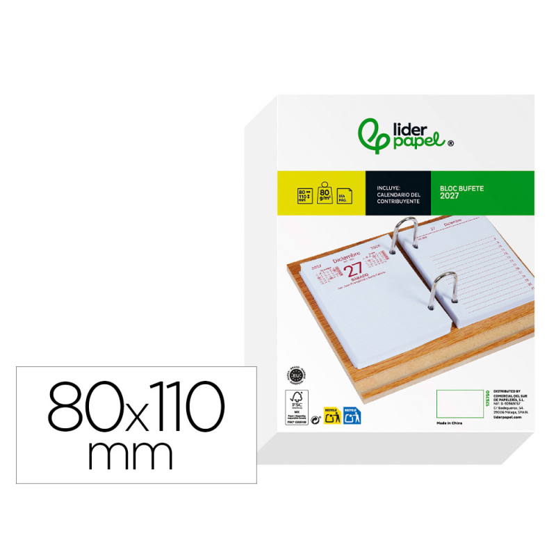 Bloc bufete liderpapel 2027 80x110 mm papel 80 g fsc