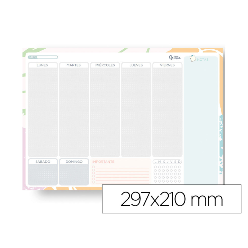 Planning semanal liderpapel teens 2027 297x210 mm con pegatinas papel 104 g