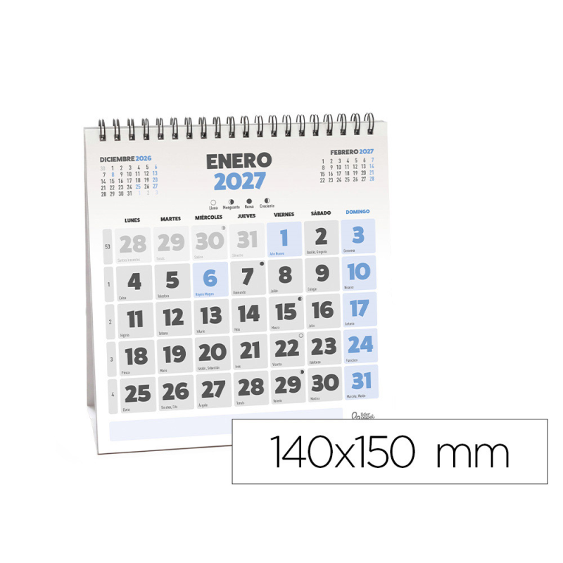 Calendario espiral triangular liderpapel de sobremesa serie clasico 2027 140x150 mm papel 128 g