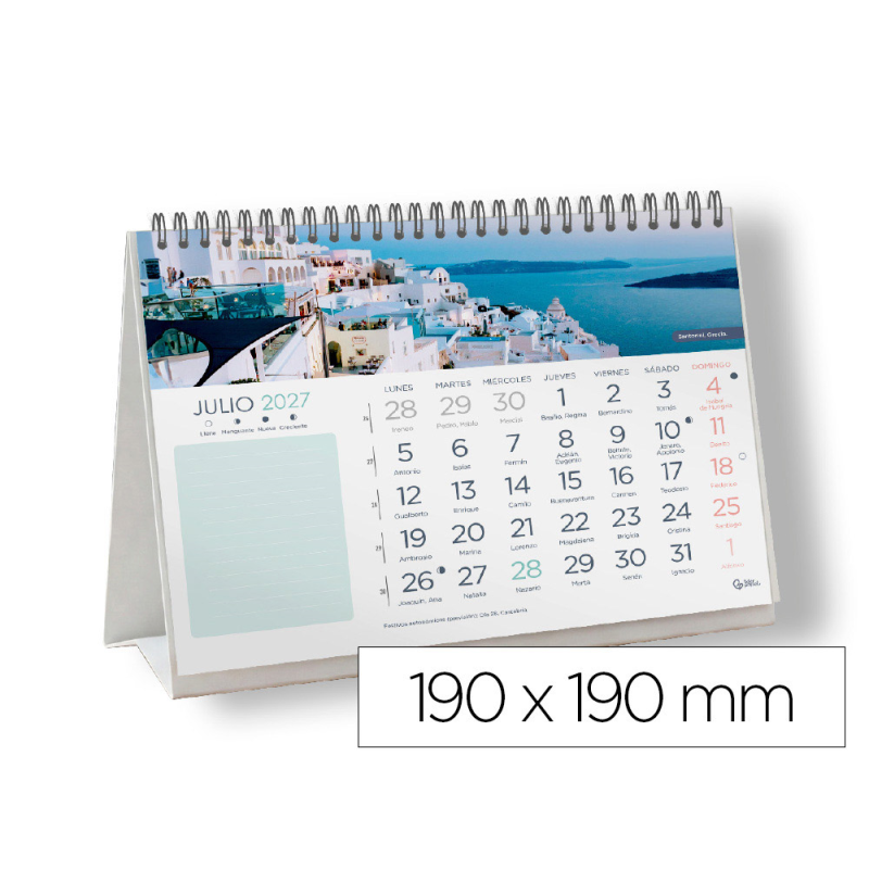 Calendario espiral triangular liderpapel de sobremesa imagenes ciudades 2027 190x190 mm papel 128 g con