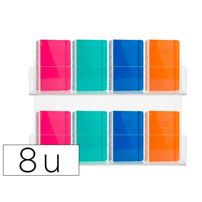 Agenda oficina liderpapel 2027 espiral neon dia pagina a5 bilingue 70g papel fsc surtido de 8 unidades