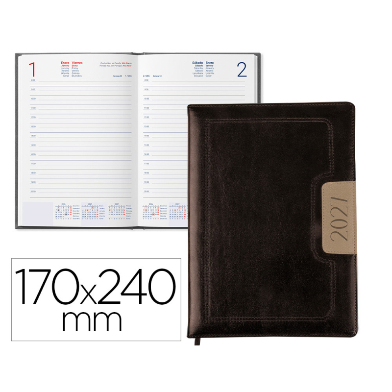 Agenda encuadernada liderpapel 2027 dorios 17x24 cm dia pagina bilingue papel 70 g fsc design 2