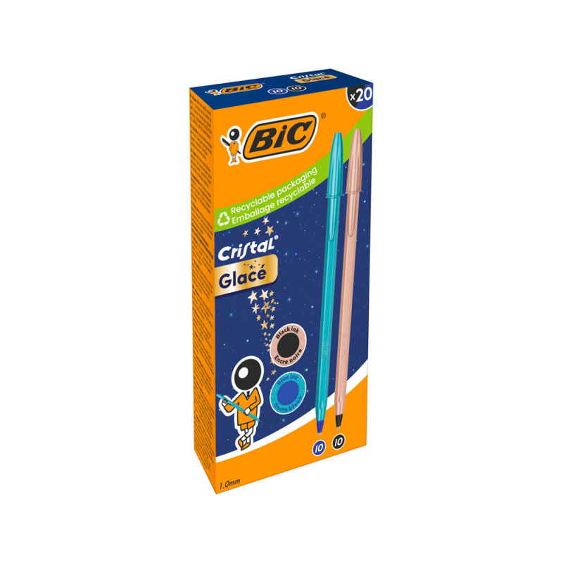 Boligrafo bic cristal glace b&n acabado mate punta 1 mm