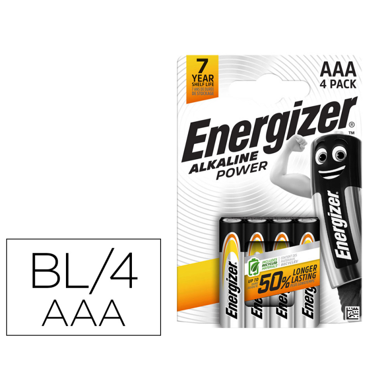 Pila energizer alcalina power aaa blister de 4 unidad