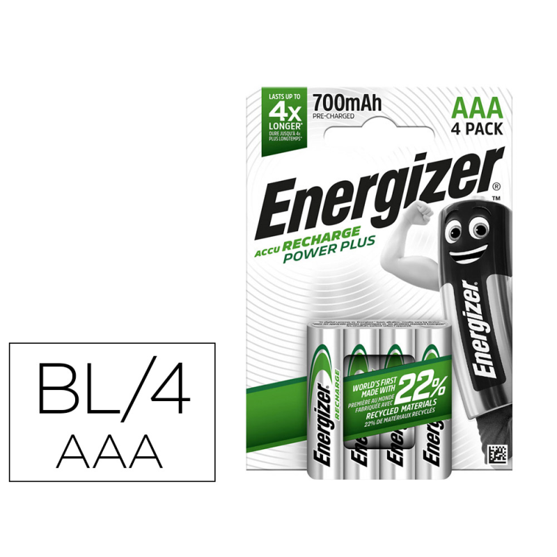 Pila energizer recargable power plus aaa blister de 4 unidades