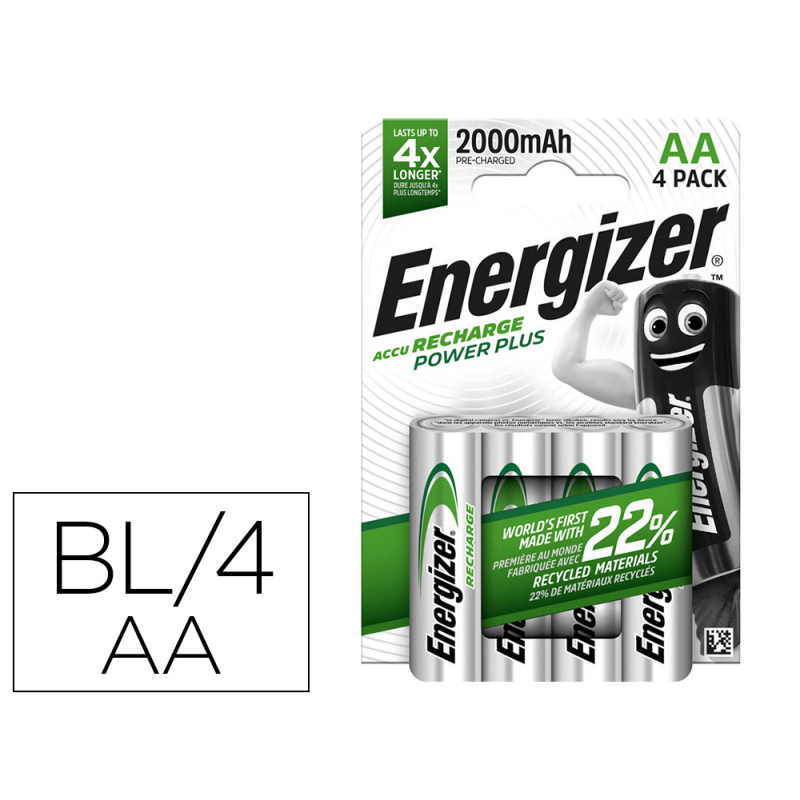 Pila energizer recargable power plus aa blister de 4 unidades