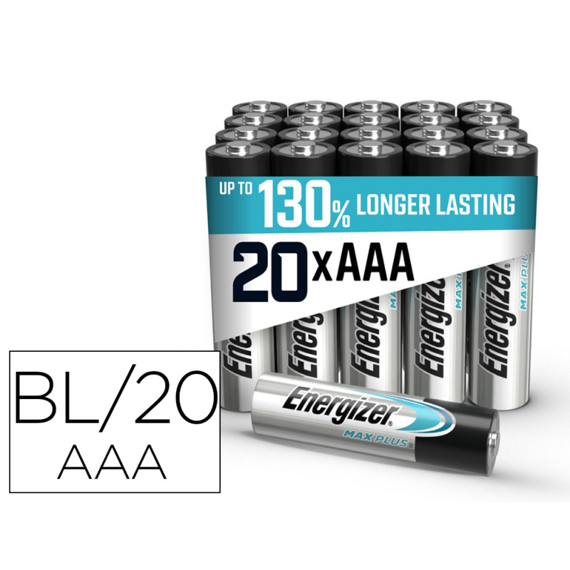Pila energizer alcalina max plus aaa blister de 20 unidades