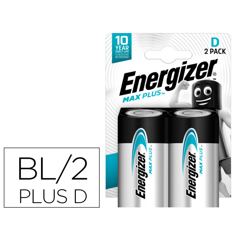 Pila energizer alcalina max plus d blister de 2 unidades