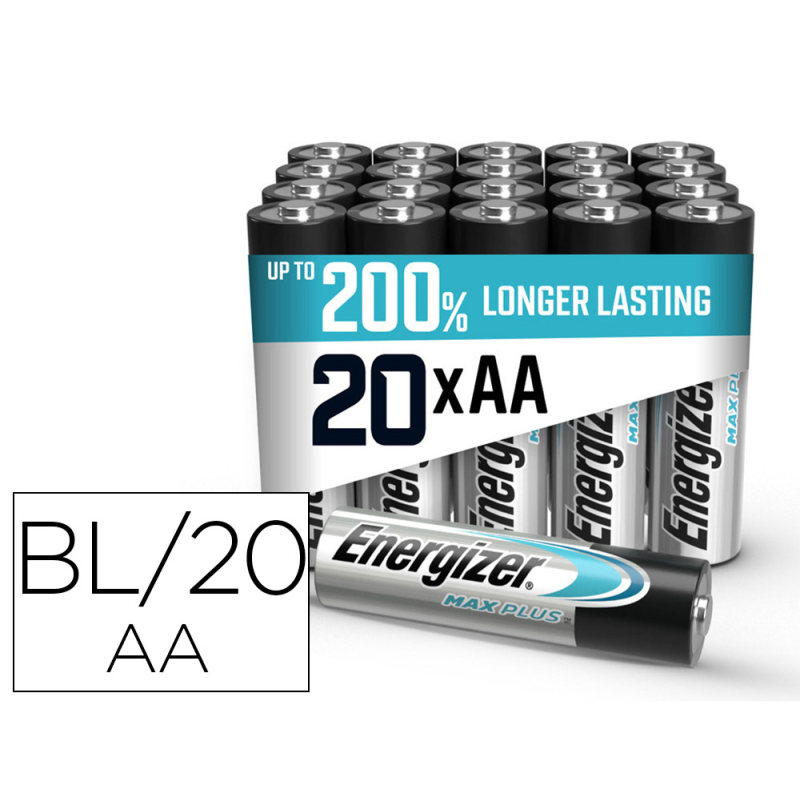 Pila energizer alcalina max plus aa blister de 20 unidades