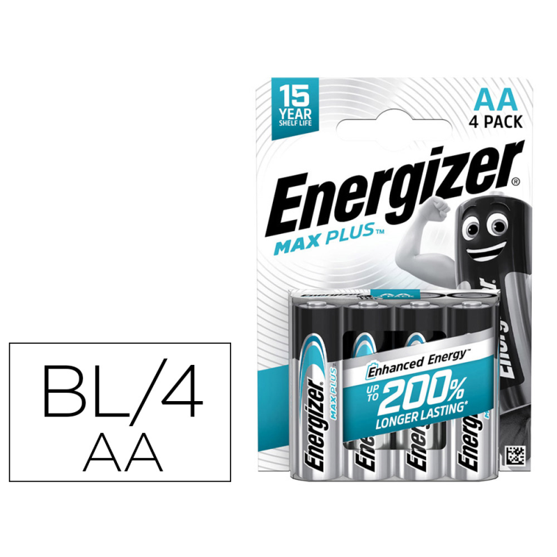 Pila energizer alcalina max plus aa blister de 4 unidades