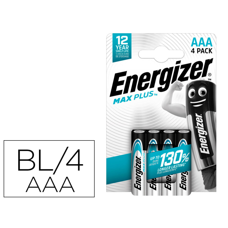 Pila energizer alcalina max plus aaa blister de 4 unidades