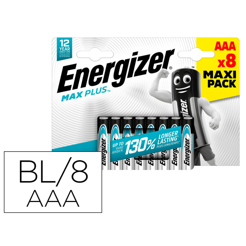 Pila energizer alcalina max plus aaa blister de 8 unidades