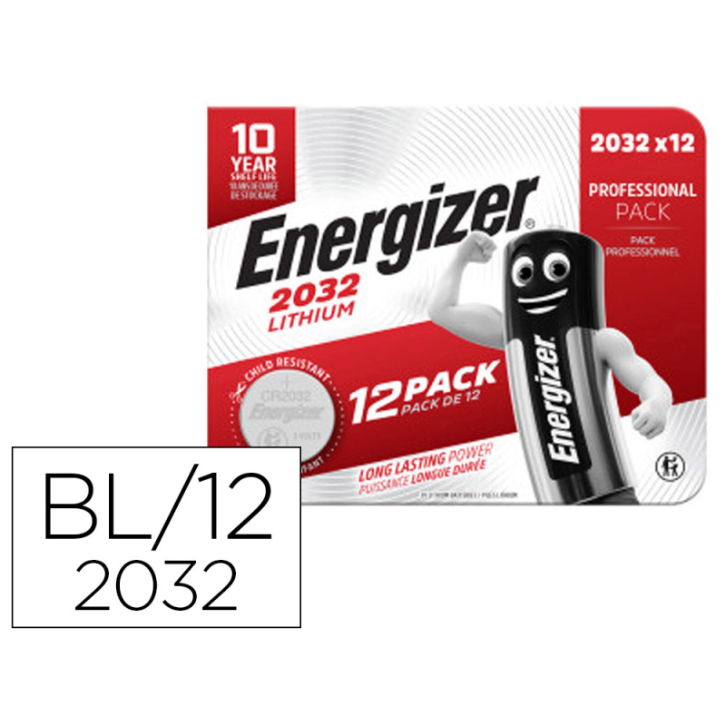 Pila energizer litio boton 2032 blister de 12 unidades