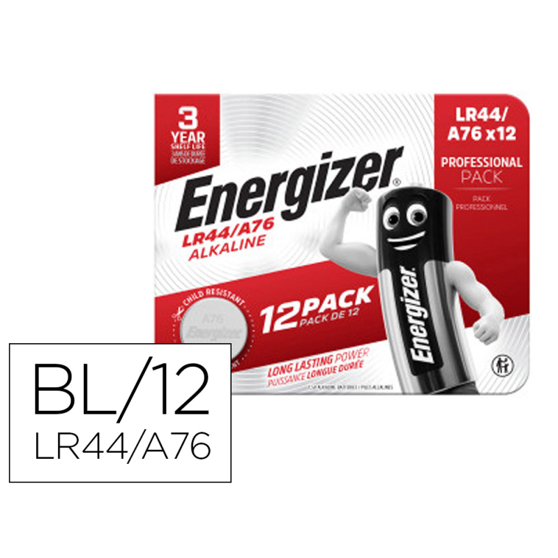 Pila energizer alcalina especialidad lr44 blister de 12 unidades