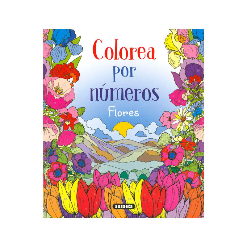 Cuaderno de colorear susaeta flores colorear por numeros 64 paginas 21,5x25 cm