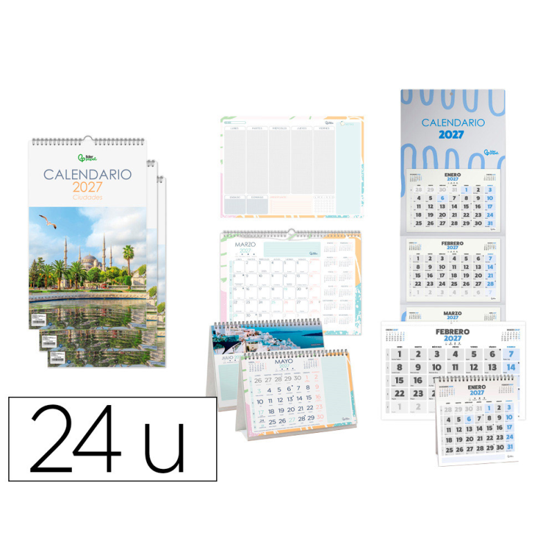 Calendario liderpapel 2027 pack de 24 unidades diseños surtidos