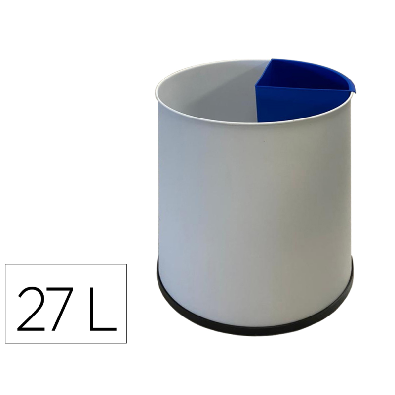Papelera metalica sie para reciclaje con 1 departamento extraible 27 litros 300x295 mm