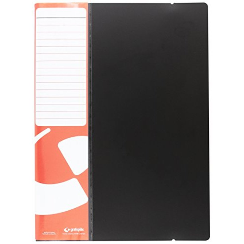 Carpeta grafoplas escaparate folio 20 fundas polipropileno negro con gomilla