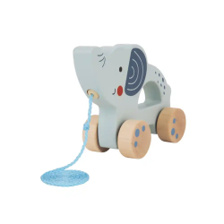 Juego infantil imaginovo madera elefante para arrastrar con ruedas +12 meses 13,4x10x5,4cm