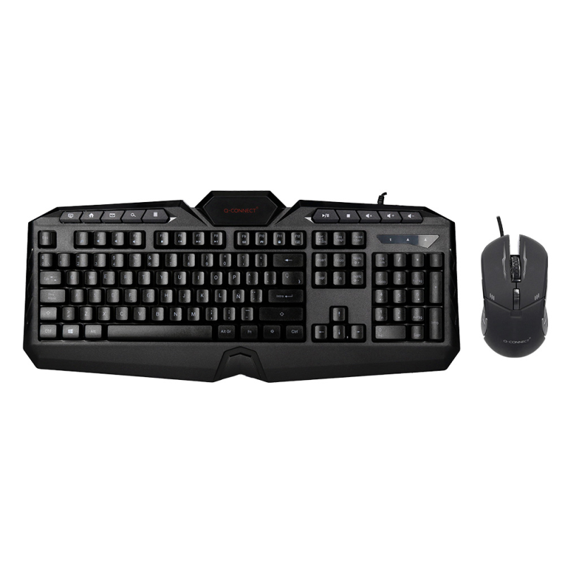 Set teclado y raton q-connect con cable e iluminacion led color negro