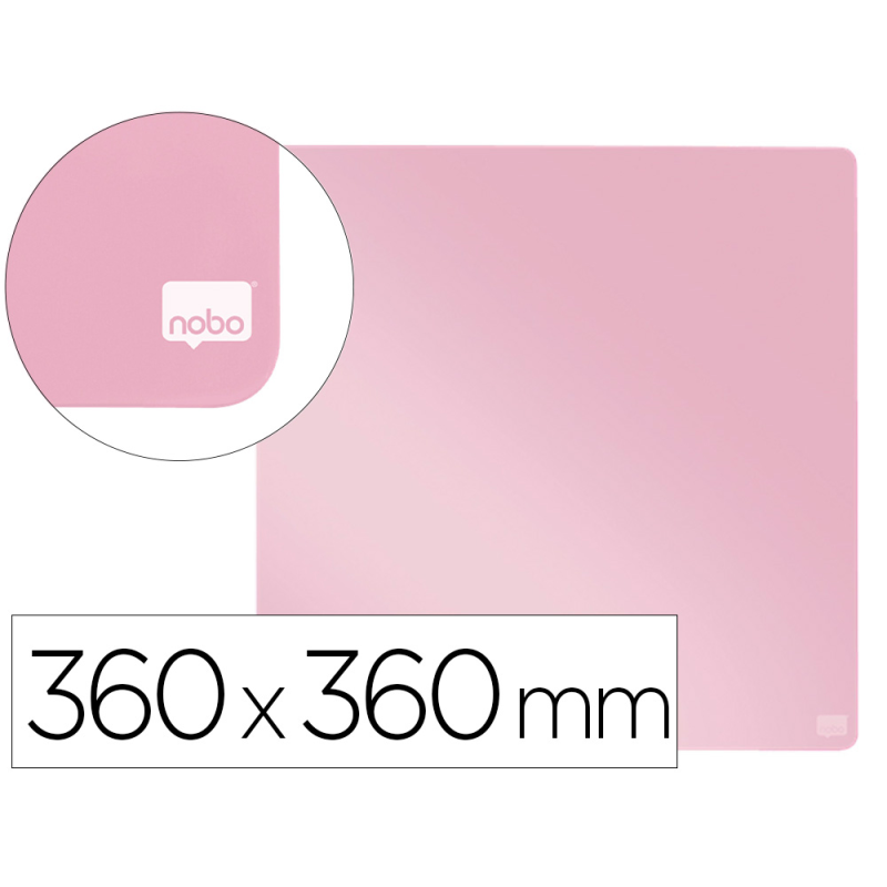 Pizarra nobo magnetica para el hogar color rosa 360x360 mm