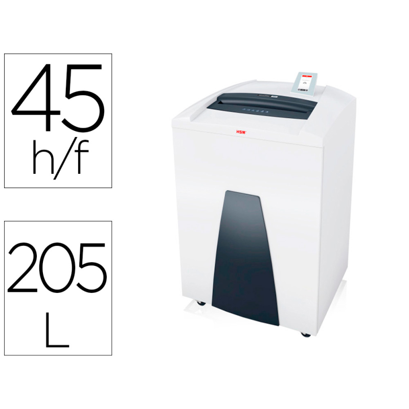 Destructora de documentos hsm securio p44i capacidad corte 45 hojas en particulas destruye grapas clips cd y