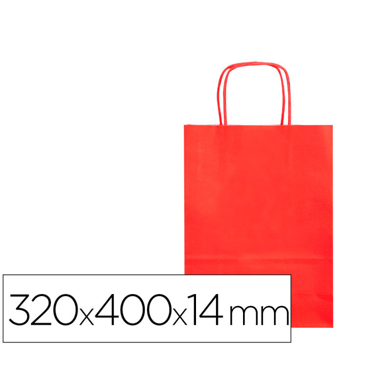 Bolsa papel q-connect celulosa rojo l con asa retorcida 320x400x140 mm