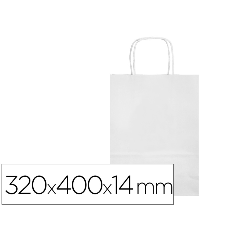 Bolsa papel q-connect celulosa blanco l con asa retorcida 320x400x140 mm