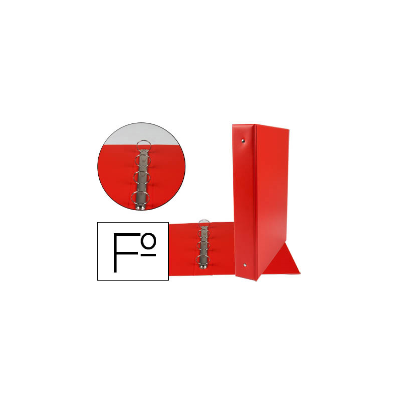 Carpeta liderpapel 4 anillas 40 mm redondas plastico folio color rojo