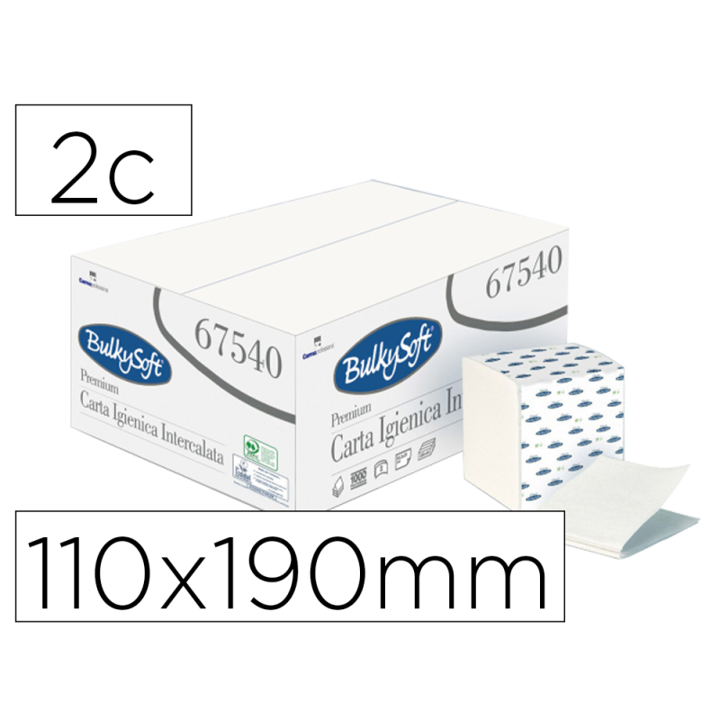 Papel higienico ofyhostel bulkysoft gofrado 2 capas engarzado 110x190 mm